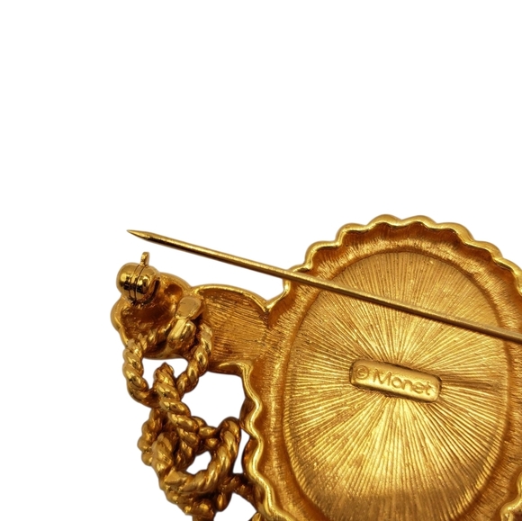 Vintage Monet Bar Chain Brooch 80's Madonna Pop - Picture 3 of 10